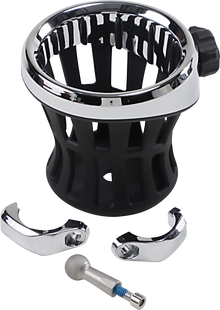 CIRO Drink Holder - 1-1/4" Handlebar Mount - Chrome/Chrome Clamp 50414