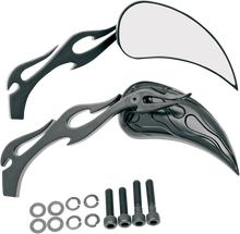 DRAG SPECIALTIES Mirrors - Flame - Side View - Teardrop - Black - Pair 76446B