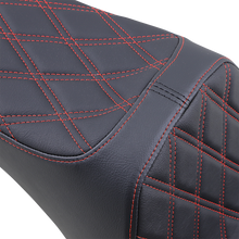 DRAG SPECIALTIES SEATS Predator III 2-Up Seat - Vinyl - Double Diamond - Red Stitching - Softail '06-'17 08021440