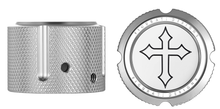 FIGURATI DESIGNS Axle Nut Cover - Front - Stainless Steel - Cross - Silver FD41-FAC-SS