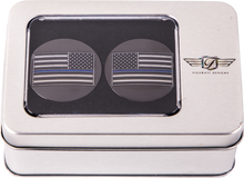 FIGURATI DESIGNS Swing Arm Covers - Blue Line American Flag - Custom - Black - Reversed FD71-AFBL-BLK