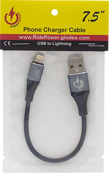 RIDEPOWER USB to Lightning Cable - Charger - Single-End - 7-1/2" RPUSBLHT75