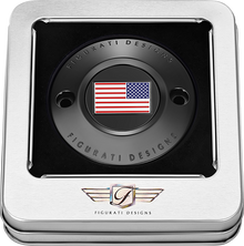 FIGURATI DESIGNS Timing Cover - 2 Hole - American Flag - Reversed - Black FD21R-TC-2H-BLK