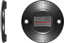 FIGURATI DESIGNS Timing Cover - 2 Hole - Red Line American Flag - Black FD75-TC-2H-BLK