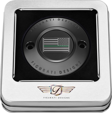 FIGURATI DESIGNS Timing Cover - 2 Hole - Green Line American Flag - Black FD72-TC-2H-BLK
