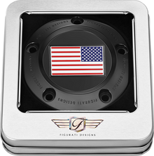 FIGURATI DESIGNS Timing Cover - 5 Hole - American Flag - Reversed - Black FD21R-TC-5H-BLK