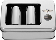 FIGURATI DESIGNS Docking Covers - American Flag - Blue Line - Long - Silver FD70-DC-2545-SS