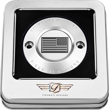 FIGURATI DESIGNS Timing Cover - 2 Hole - American Flag - Contrast Cut - Stainless Steel FD26R-TC-2H-SS