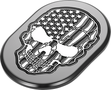 FIGURATI DESIGNS Antenna Cover - Left Rear Fender - Contrast Cut American Flag Skull - Black FD28-AC-BLK-LT