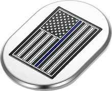 FIGURATI DESIGNS Antenna Cover - Right Rear Fender - Blue Line American Flag - Chrome FD70-AC-SS-RT