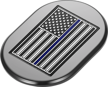 FIGURATI DESIGNS Antenna Cover - Left Rear Fender - Blue Line American Flag - Black FD71-AC-BLK-LT