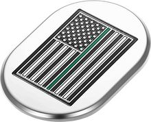 FIGURATI DESIGNS Antenna Cover - Left Rear Fender - Green Line American Flag - Chrome FD72-AC-SS-LT