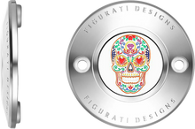 FIGURATI DESIGNS Timing Cover - 2 Hole - Sugar Skull - Mirror Polished - Stainless Steel FD30-TC-2H-SS