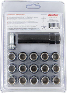 RACELINE WHEELS Lug Nuts - Spline Socket - 1/2"-20 - with Spline Key - Chrome - 16 Pack RLUG-CS120C