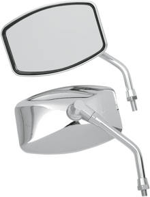 EMGO Mirror - "Big One"/Cruiser - Side View - Rectangle - M10 x 1.25 - Chrome - Pair 20-42460