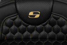 SADDLEMEN RoadSofa™ Seat - Honeycomb - Gold Stitch - Extended Reach - without Backrest - FLH/FLT '08-'24 808-07B-19007