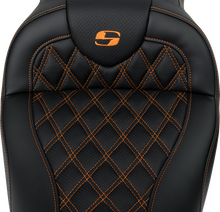 SADDLEMEN Roadsofa™ Seat - with Backrest - Orange Stitch - FL '08-'23 808-07B-182B3