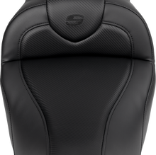 SADDLEMEN Roadsofa™ Seat - with Backrest - Carbon Fiber - Black Stitch - FL '08-'19 808-07B-185B0
