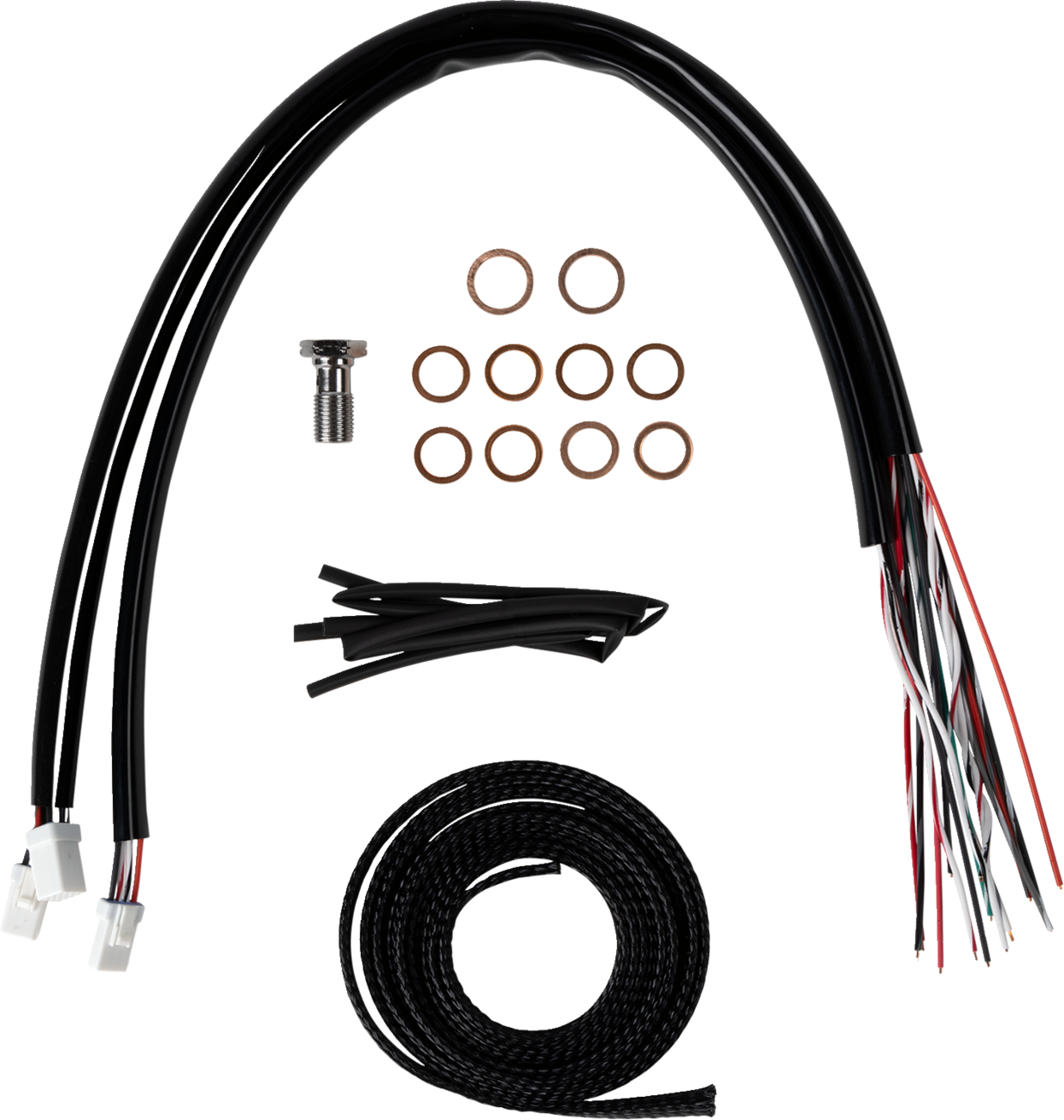 LA CHOPPERS Complete Stainless Braided Handlebar Cable/Brake Line Kit - Stock Bars - '23-'25 Touring LA-8059KT2-08