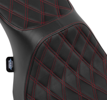 DRAG SPECIALTIES SEATS Predator III 2-Up Seat - Vinyl - Double Diamond - Red Stitching - FLT/FLH '23-'24 4690D