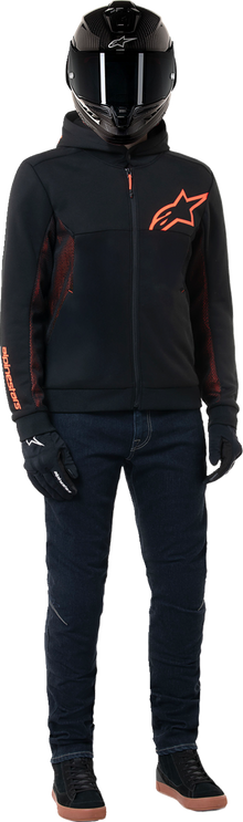 ALPINESTARS Chrome Air Sport Hoodie - Black/Red Fluo - Small 4200425-1030-S