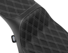 DRAG SPECIALTIES SEATS Extended Reach Predator III Seat - Double Diamond - Silver Stitching - Vinyl - FLH/FLT '23-'24 4705C