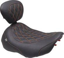 MUSTANG Wide Tripper™ Seat - Solo - Mandarin Orange Stitching - FLT/FLH '23-'25 89503MO