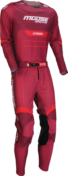 MOOSE OFFROAD Alpha One Pants - Burgundy/White - US 30 Slim 2901-12027