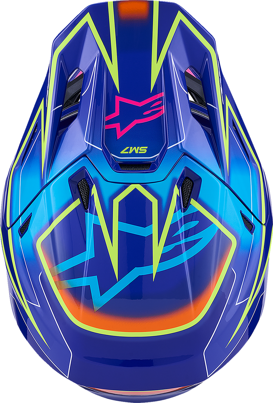 ALPINESTARS SM7 Helmet - Cast - Gloss/Blue/Pink/Yellow Fluo - XS 8302626-7254-XS