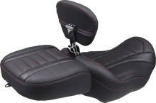 MUSTANG Deluxe Touring Solo Seat - w/ Backrest - Dark Cherry Stitch - FLT/FLH '23-'25 89401DC