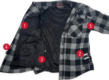GERBING HEATED CLOTHING 7 V Battery Heated Flannel Shirt - Gray/Black - 2XL GER7VFS-BG-XXL
