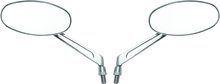 BikeMaster Oval Mirror Machined Arm w/10mm/Yam 10mm/HD Adapters - Pair - Chrome