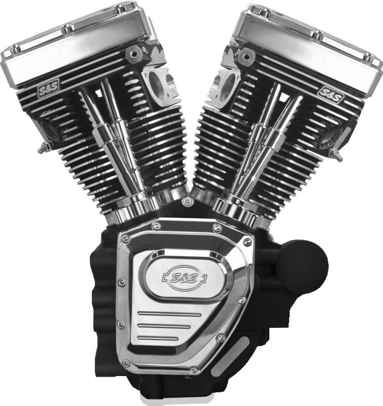 S&S Cycle 07-16 Touring Models T124 T-Series Long Block High Compression Engine - Wrinkle Black