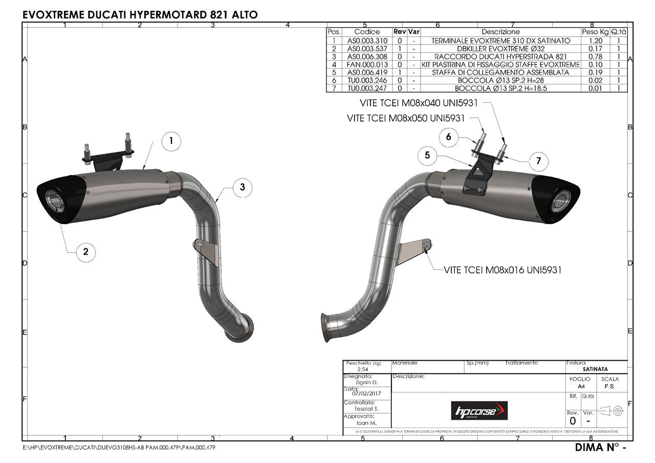 HP CORSE EVOXTREME Slip-On For Ducati Hypermotard 821 and 939