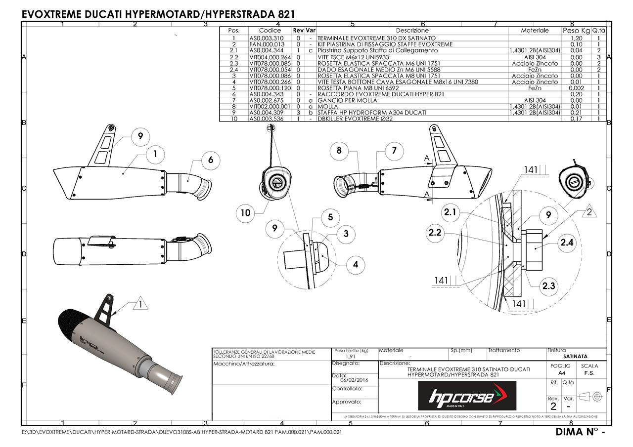 HP CORSE EVOXTREME Slip-On For Ducati Hypermotard 821 and 939