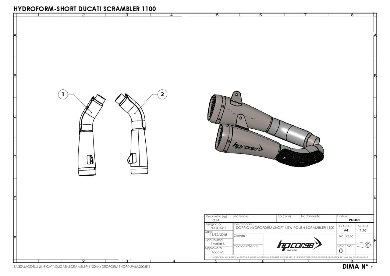 HP CORSE HYDROFORM CORSA SHORT Racing Slip Ons For Ducati Scrambler 1100
