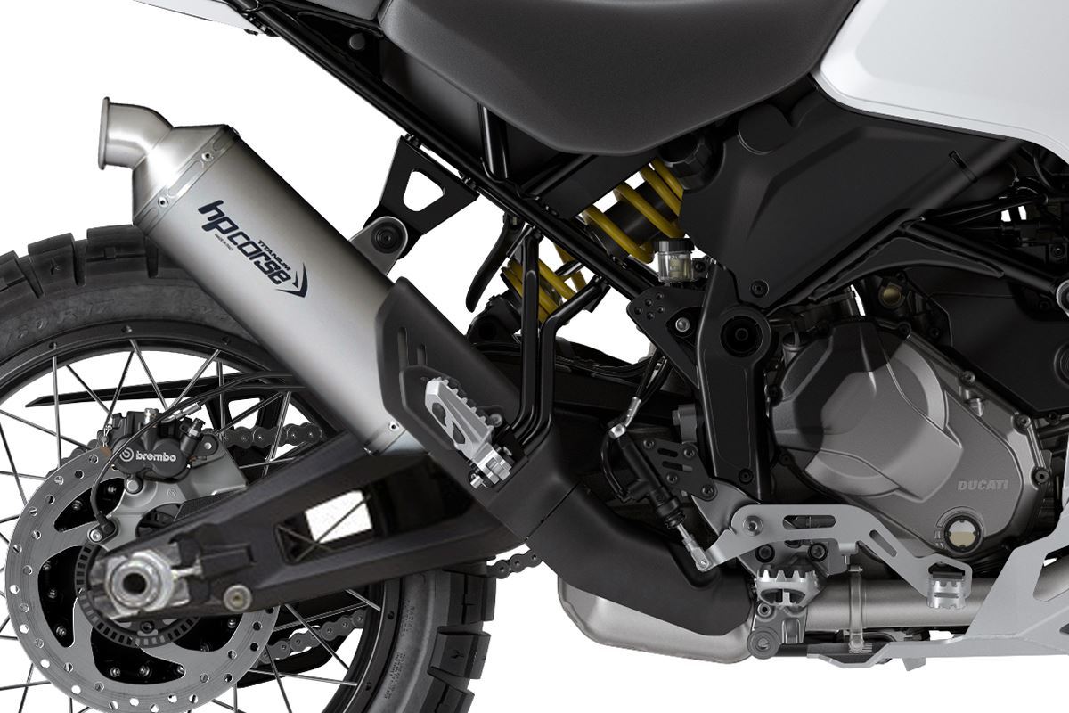 HP CORSE SP-1 SHORT Titanium Low Mount Slip-on Exhaust for the Ducati DesertX