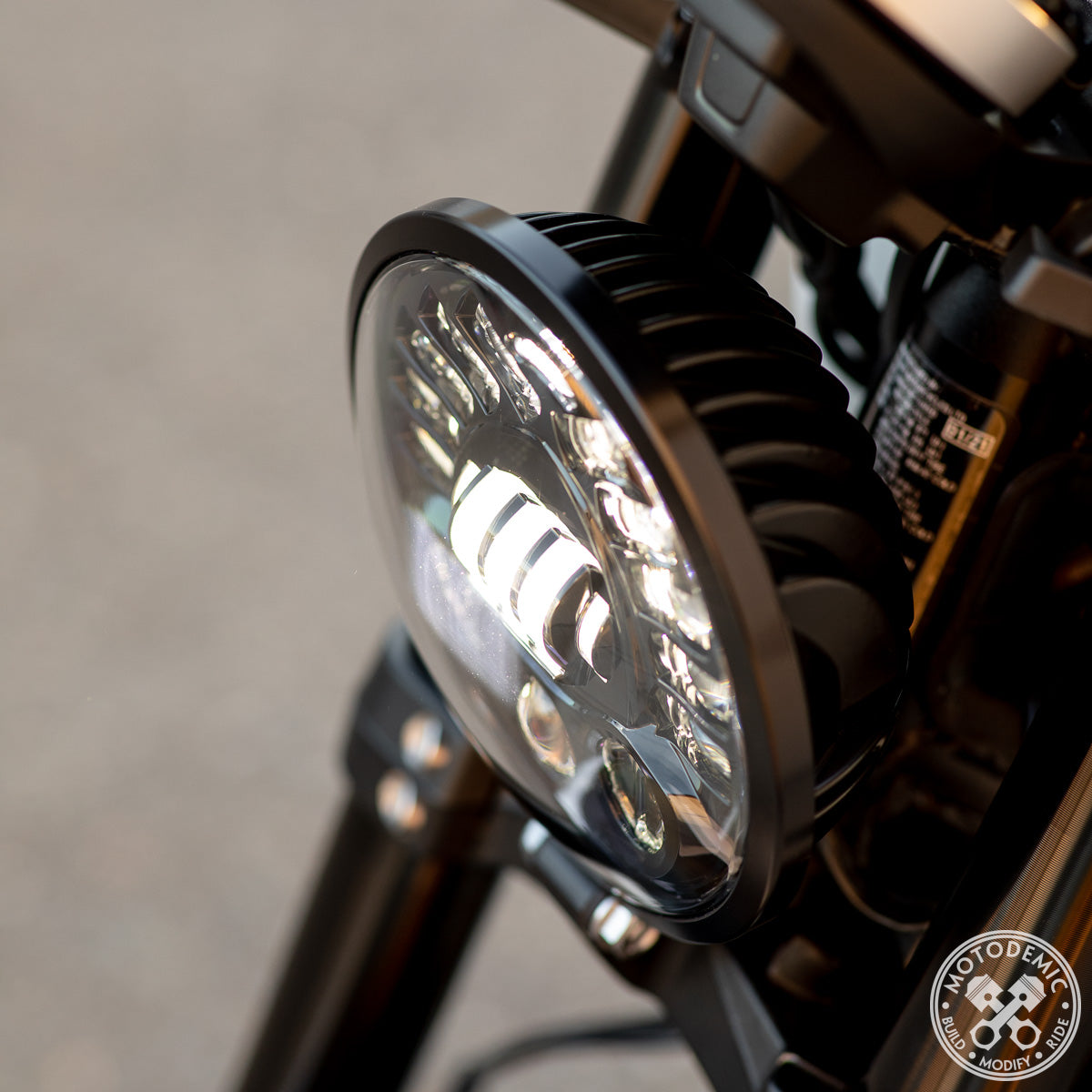 Motodemic Adaptive LED Headlight Upgrade for the Triumph Trident 660