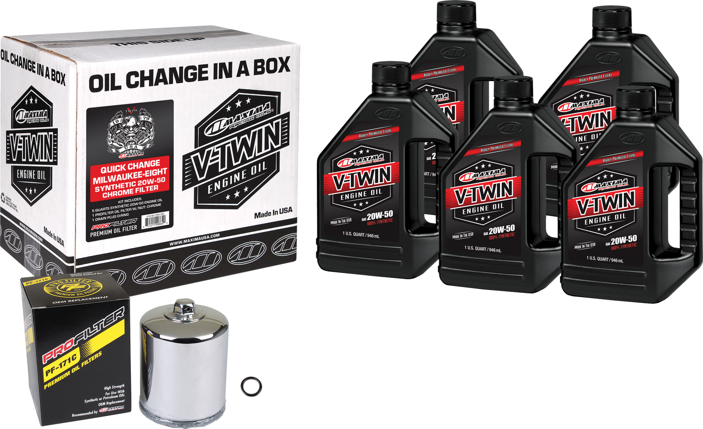 V Twin Syn Oil Change Kit M8 Chrome Filer