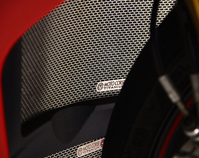 Motocorse Titanium Radiator and Oil Cooler Guards for the Ducati Panigale / Streetfighter V4 / S / R / Speciale (18-24)