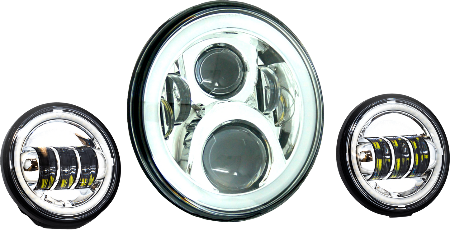 7" Led Hdlgt W/ Pass Chr Halo Indian
