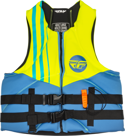 Neoprene Flotation Vest Blue/Hi Vis/Teal Sm