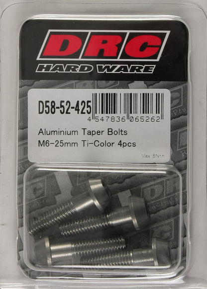 Aluminum Taper Bolts Titanium M6x25mm 4/Pk