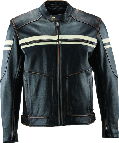 Kuryakyn Leather By River Road Hoodlum Vintage Leather Jacket Black - 3XL