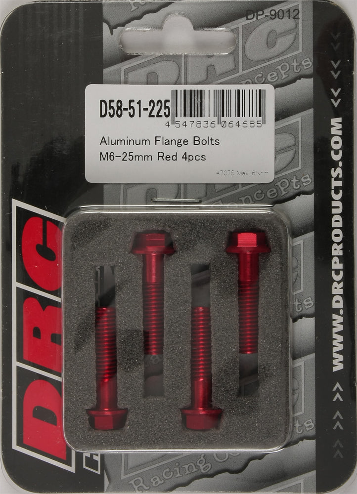 Aluminum Flange Bolts Red M6x25mm 4/Pk