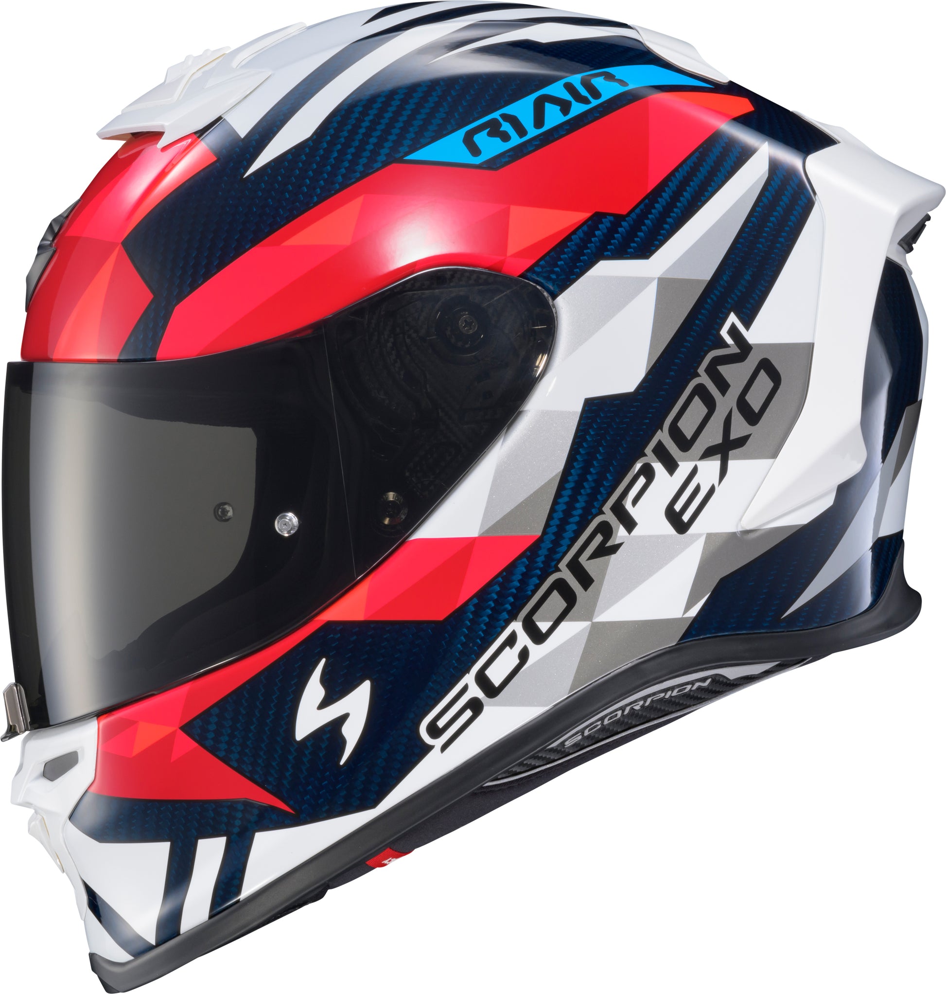 Exo R1 Air Full Face Helmet Carbon Rastor Red/Wht/Blue Lg