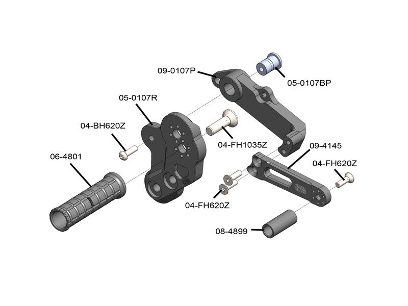 WOODCRAFT GP Shift Eccentric Rearset Kit W/Pedals for Kawasaki Z125 Pro