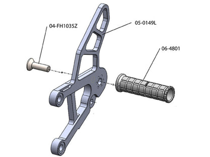 WOODCRAFT Kawasaki ZX6R (09-12) Rearset Kit Complete W/Brake & Shift Pedals  Black