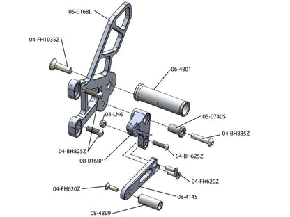 WOODCRAFT Kawasaki ZX-10R (11-15) Complete Rearset Kit (Standard Shift)