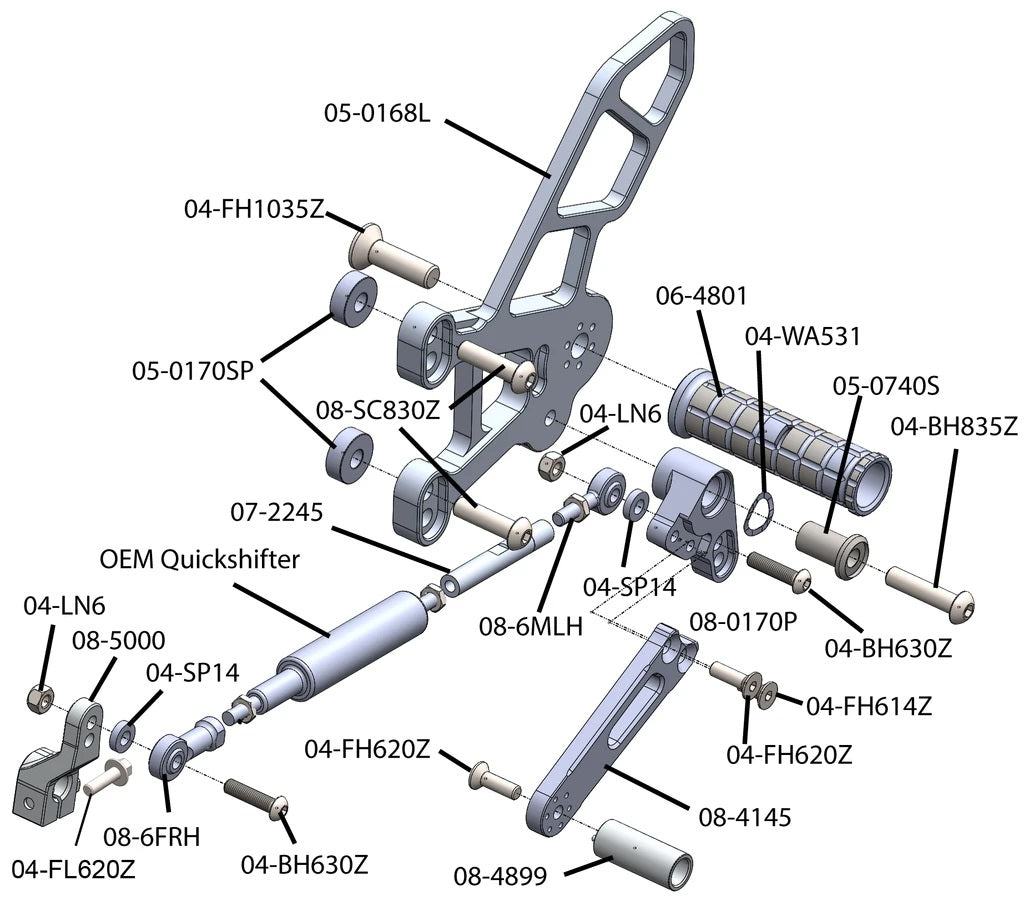 WOODCRAFT Kawasaki ZX-10R (16-20) Complete Rearset Kit (Standard or GP Shift)